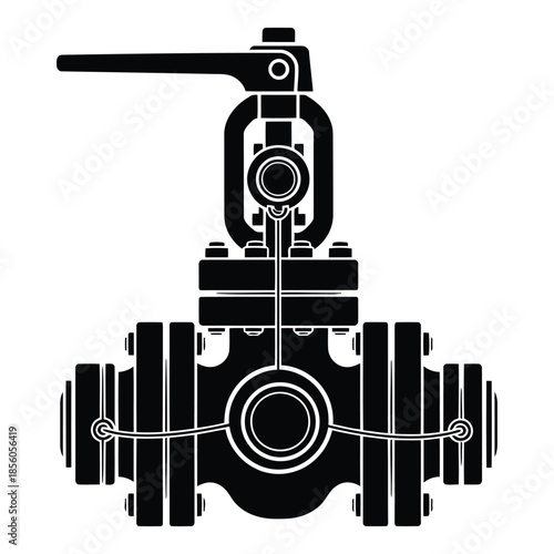 Industrial valve with manual control isolated on white background, Vector