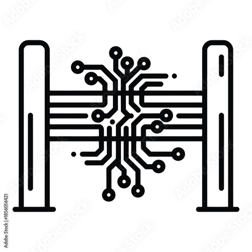 Electronic circuit with connectors isolated on white background, Vector