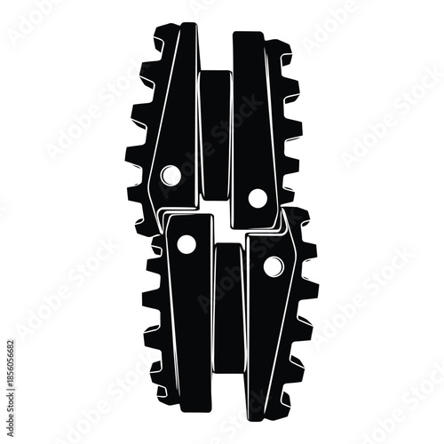 Interlocking gear mechanism isolated on white background, Vector