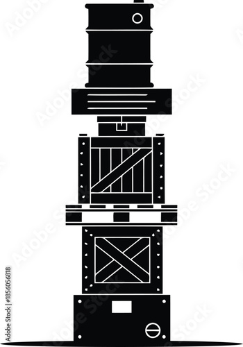 Stacked industrial barrels isolated on white background, Vector