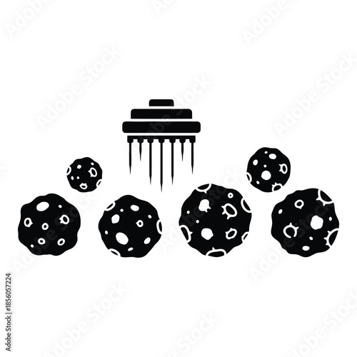 Asteroid impact simulation isolated on white background, Vector