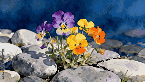 Colorful Pansy Flower Pansy isolated watercolor vector illustration svg