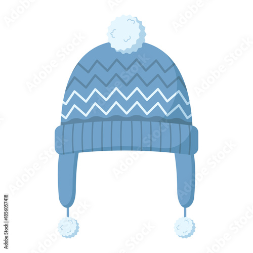 Winter Hat with Pom Pom Isolated Vector Illustration