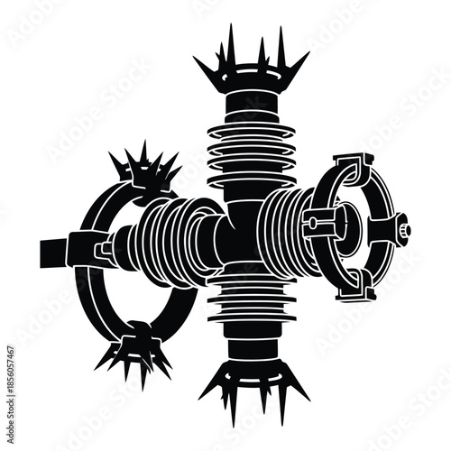 Intricate mechanical artifact isolated on white background, Vector