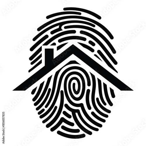 Fingerprint house isolated on white background, Vector