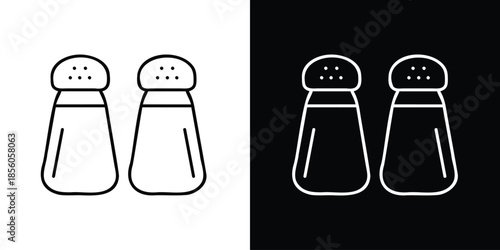 Salt and Pepper Shakers Line Icon in Light and Dark Mode