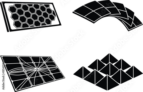 Solar panels module array blueprint energy generation vector illustration.