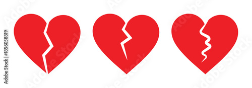 Broken Heart Icon Set Isolated on Transparent Background