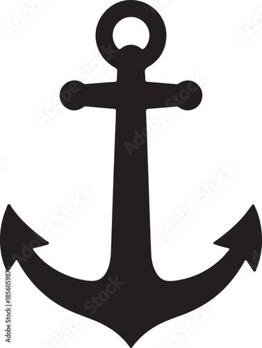 Anchor icon silhouette black vector illustration for marine and nautical theme