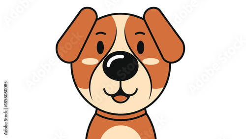 Adorable cartoon dog with brown and white fur looking friendly and cute.