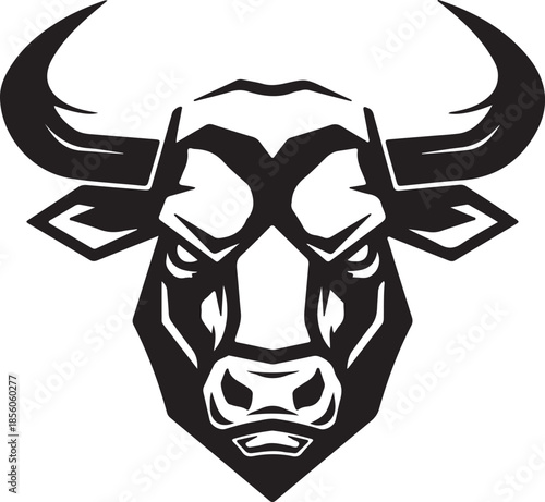 Fierce bull head aggressive face charging animal mascot vector illustration