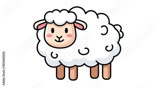 Adorable cartoon sheep illustration with fluffy white wool and cute expression.
