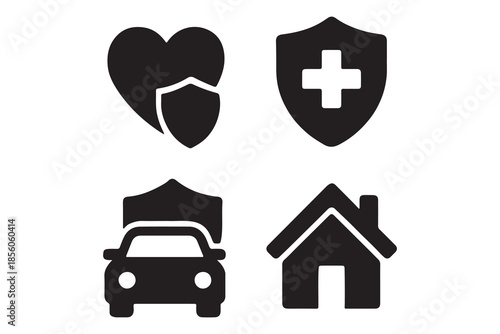 Insurance and Protection Services Icons Set