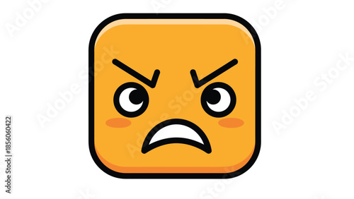 Angry emoji face with furrowed brows and a frustrated expression, feeling annoyed.