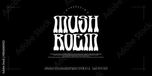Fotografía Mushroem font is A psychedelic retro display font with wavy distorted shapes, perfect for music posters, album covers, and bold visuals