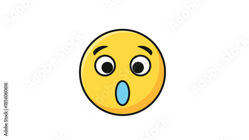 Astonished yellow emoji with wide open eyes and mouth expressing surprise and shock.