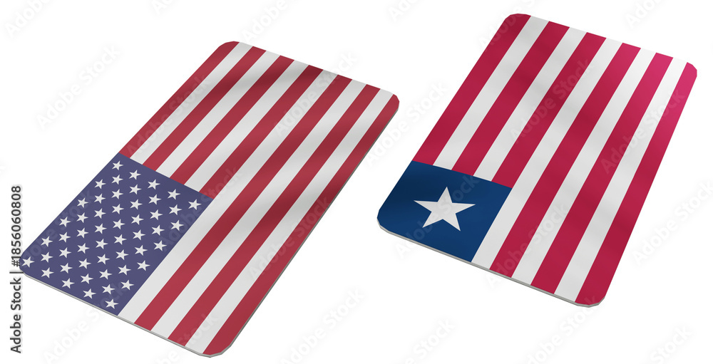 Obraz premium Flags of the United States of America and Liberia Displayed Side by Side, Symbolizing International Relations and Diplomacy