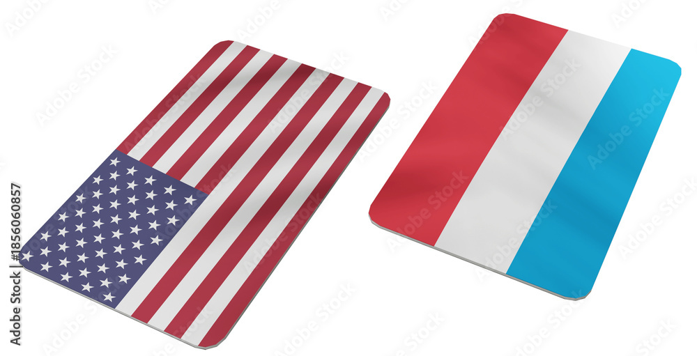 Obraz premium Stylized Flags of the United States of America and Luxembourg Side by Side, Symbolizing International Relations and Cooperation