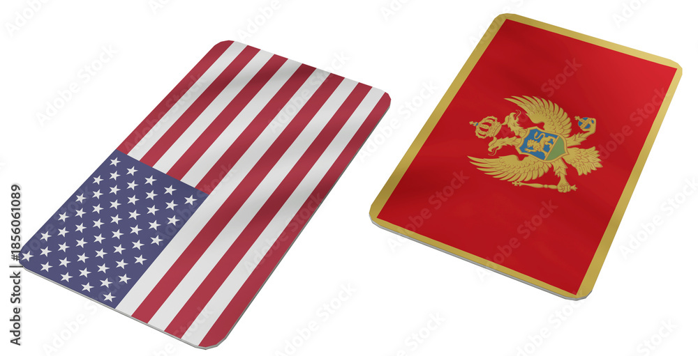 Obraz premium United States of America and Montenegro Flags Arranged in a Diagonal Display, Symbolizing Diplomatic Relations and International Partnership