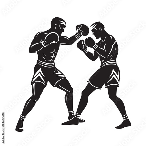 Boxing Match Action Silhouette Crowd Scene