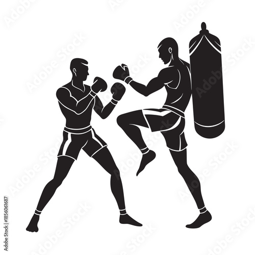 Combat Sports Training Silhouette Design Illustration