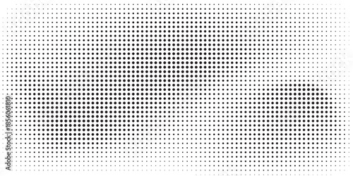 Grunge halftone gradient background. Faded grit noise texture. White and black sand wallpaper. Retro pixelated backdrop.