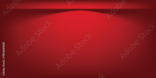 Red studio background. Abstract limbo podium studio room. Dark red gradient wall floor and spotlight scene.
