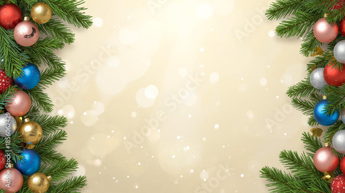 christmas background with christmas tree and decorations