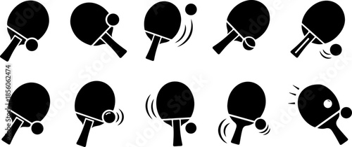 Table Tennis Paddle Icon Set Vector