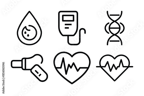 Health care icons vector set with medical symbols and web design elements
