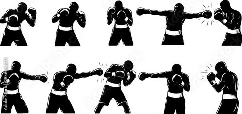 Professional Boxing and Martial Arts Stance Silhouettes
