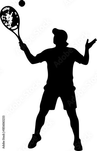 Tennis Player Action Silhouette Set
