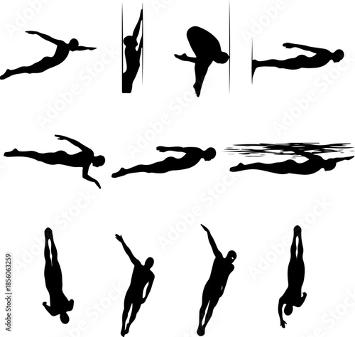 Swimming Stroke Silhouette Set 