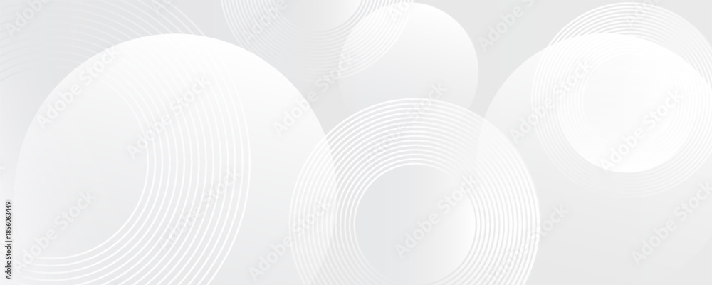 Fototapeta premium White geometric abstract background overlap layer on bright space with lines effect decoration.