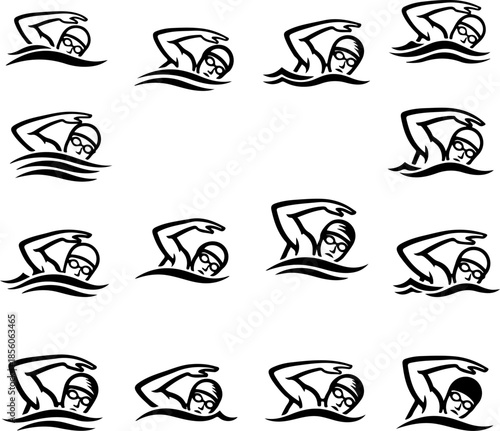 Swimming Stroke Silhouette Set 