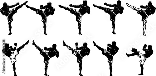 Professional Boxing and Martial Arts Stance Silhouettes