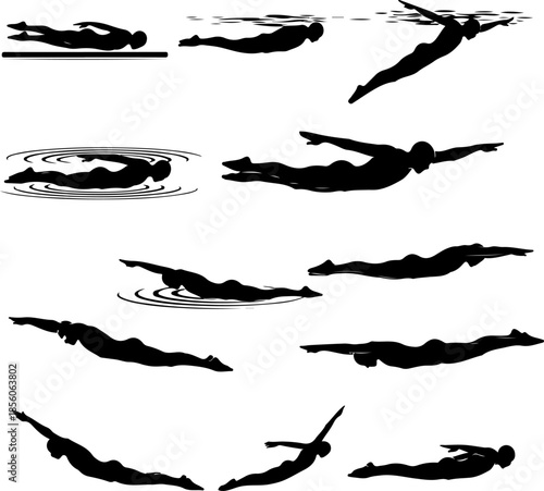Swimming Stroke Silhouette Set 