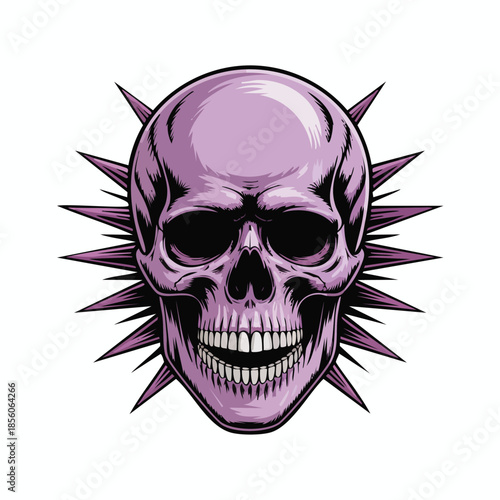 Purple spiked skull illustration for edgy design.