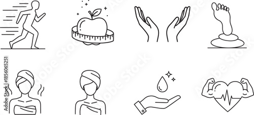 Gym fitness vector icon set in a modern minimal style icon vector art , Editable stroke 