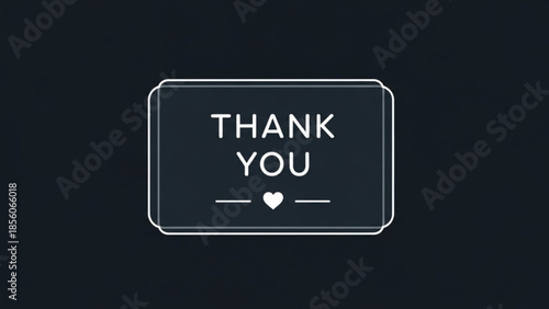 Gratitude message with heart on dark background, thank you note with love, appreciation symbol