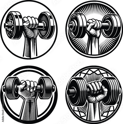 Gym, fitness logo or label. Sport, bodybuilding concept. Vector icon