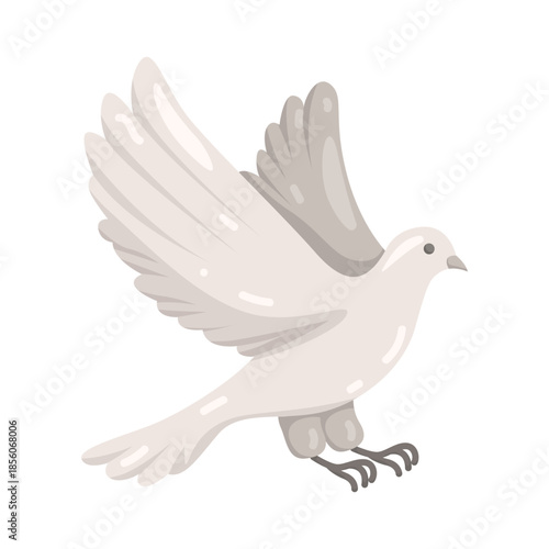 Illustration of White Dove Flying with Open Wings