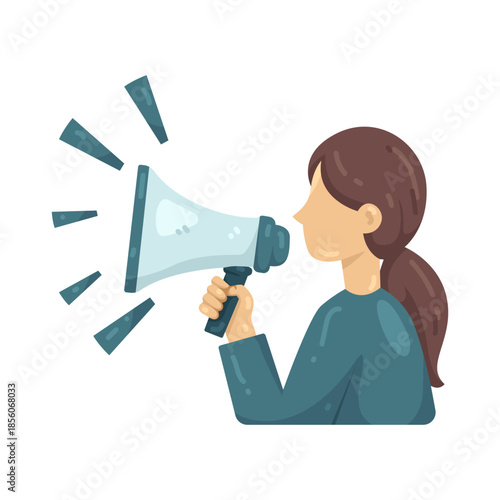 Illustration of Woman with Megaphone  
