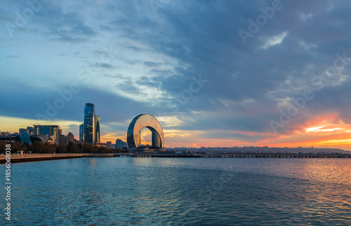 Panorama of the seaside boulevard in Baku