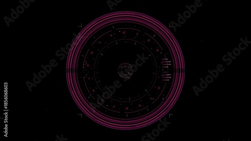 Round hud elements in science fiction design for future space exploration and web applications with focus on digital display and user interface