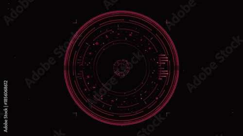 Round hud elements for science fiction interface design in a dark environment for future technology applications