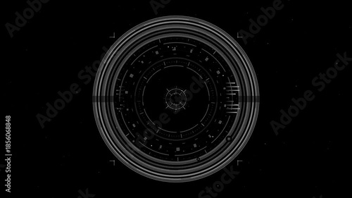 Round hud elements for science fiction and futuristic web design in a dark space environment
