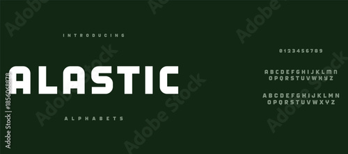 Alastic Modern abstract digital alphabet font. Minimal sans serif typography, Creative urban sport fashion futuristic font and with numbers.
