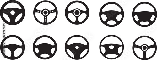 Car Steering wheels icon set, isolated on white background, vector Illustration.