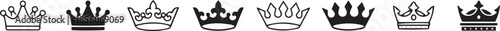 Crown icon set. Royal crown symbol collection. line crown icon. vector illustration